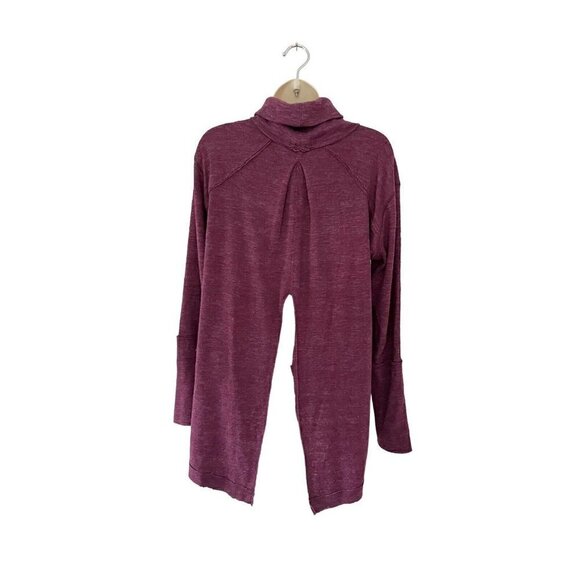 We The Free People Womens Sz S Burgundy Split Back Turtleneck Knit Oversize Top - Picture 4 of 8
